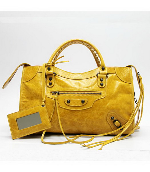 Balenciaga Motorcycle City Bag in pelle giallo Olio